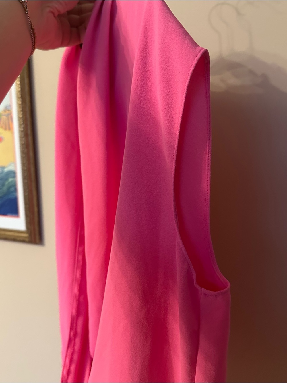 Trina Turk Concourse 2 Draped V-Neck Cap-Sleeve Top Size XS/ Small Hot Pink - Picture 7 of 11